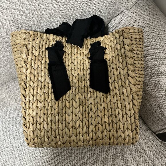 Pamela Munson Petite Isla‎ Bahia Cornhusk Tote Bag with Black Straps - Picture 8 of 11